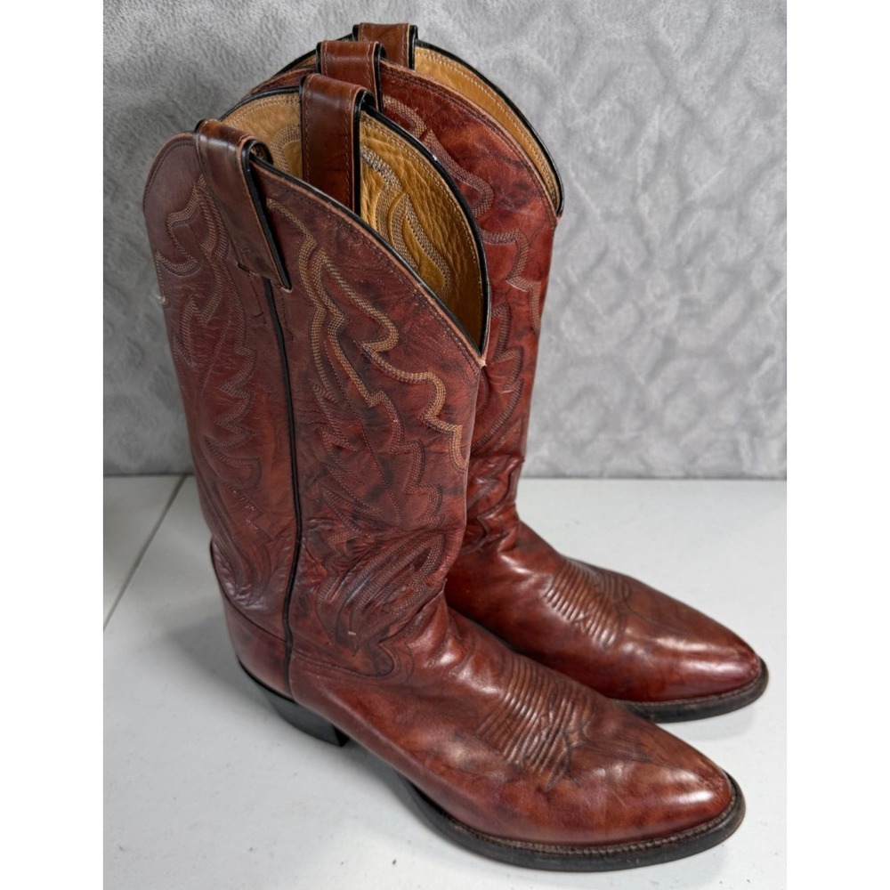 Justin Western Boot Vintage Style #1945 Chili Glazed Leather 9.5D  (Height 13")